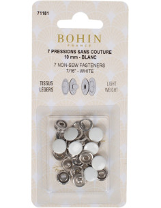 Box of 7 seamless jersey snaps 10 mm Bohin - White