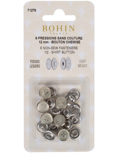 Box of 6 seamless jersey snaps 12 mm Bohin - Pearl
