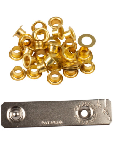 Box of 25 eyelets 4 mm with washers and Bohin setting tool - Gold