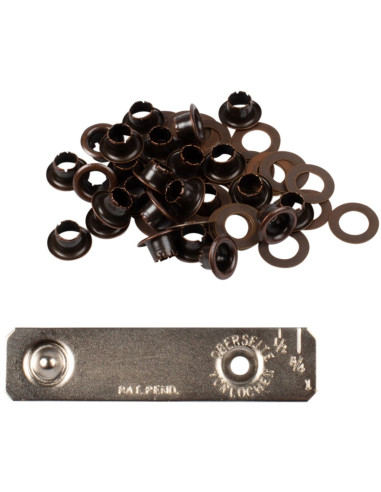 Box of 25 eyelets 4 mm with washers and Bohin setting tool - Bronze
