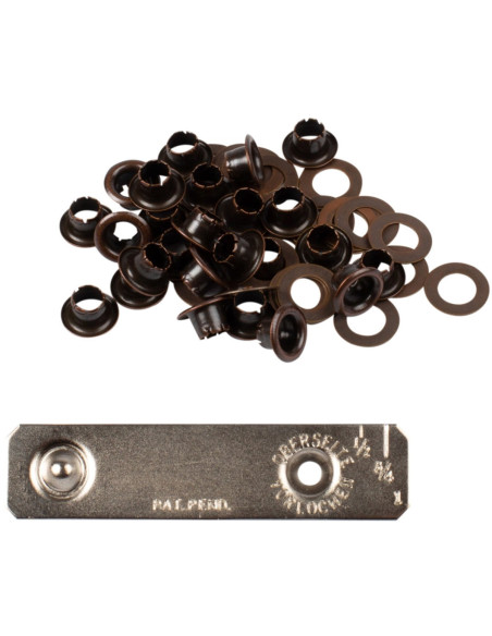 Box of 25 eyelets 4 mm with washers and Bohin setting tool - Bronze