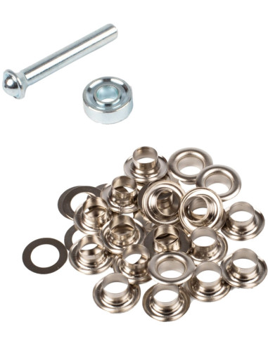 Box of 20 eyelets 8 mm with washers and Bohin setting tool - Silver
