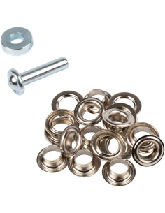 Box of 10 eyelets 11 mm with washers and setting tool Bohin - Silver 2