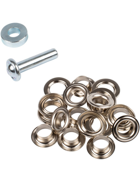 Box of 10 eyelets 11 mm with washers and setting tool Bohin - Silver