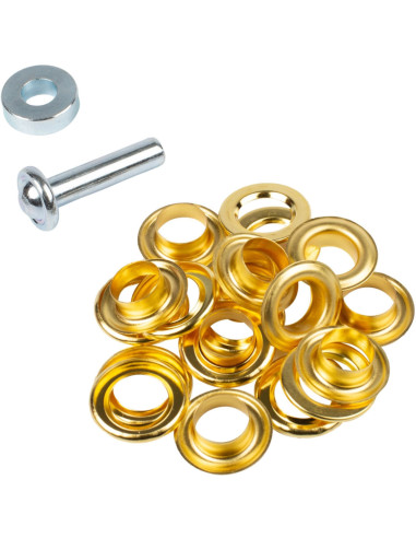 Box of 10 eyelets 14 mm with washers and setting tool Bohin - Gold