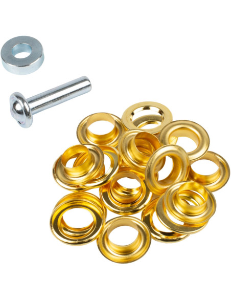 Box of 10 eyelets 14 mm with washers and setting tool Bohin - Gold