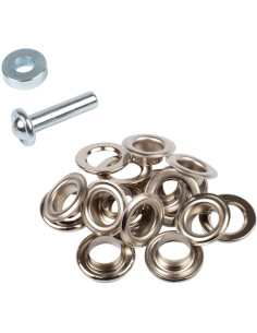 Box of 10 eyelets 14 mm with washers and Bohin setting tool - Silver 2