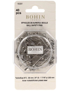 Box of 40 ball-head safety pins 36 mm Bohin