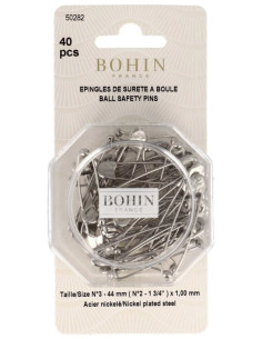 Box of 40 ball-head safety pins 44 mm Bohin