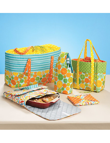 Food carrier pattern, pot holder, picnic bag
