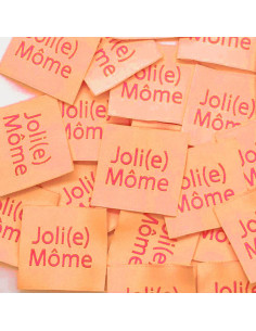 Set of 5 woven sew-on labels Joli(e) Môme peach