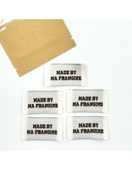 Set of 5 woven sew-on labels Made By Ma Frangine - Black and Gold