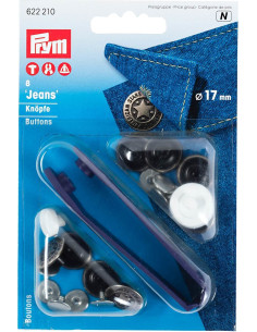 Box of 8 jean buttons 17mm
