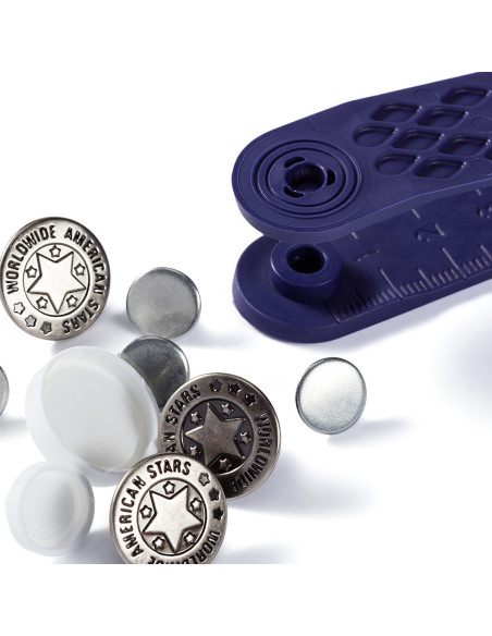 Box of 8 jean buttons 17mm