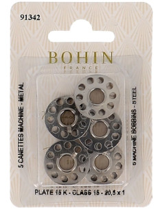 Flat bobbins for sewing machine in Bohin steel