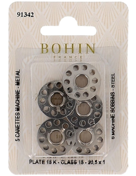 Flat bobbins for sewing machine in Bohin steel