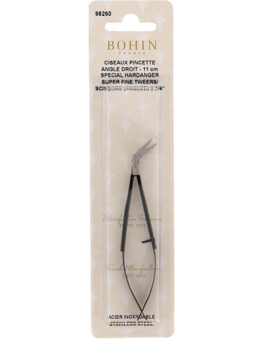 Ultra-fine right-angle embroidery scissors tweezers 11 cm Bohin