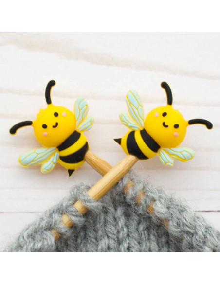 Stitch stoppers for knitting needles - Bees