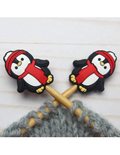 Stitch stoppers for knitting needles - Winter Penguin
