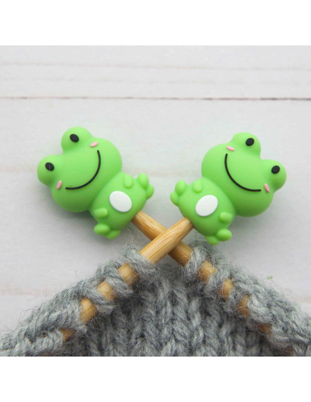 Stitch stoppers for knitting needles - Little frogs