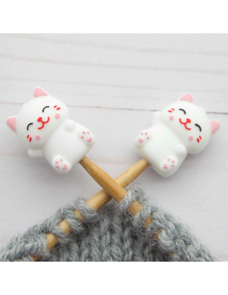 Happy cat stitch stoppers for knitting needles