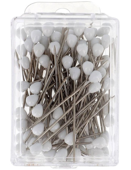 Box of 100 round white upholstery tacks Bohin