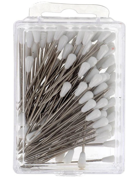Box of 100 white pear-shaped upholstery tacks Bohin