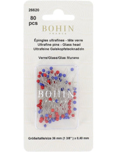 Box of 80 ultra-fine pins with Murano glass heads by Bohin
