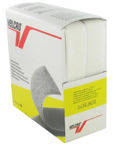 VELCRO® Brand white adhesive 20 mm wide, 5-meter box