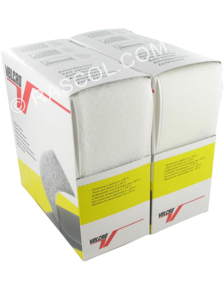 VELCRO® Brand white adhesive 50 mm wide box of 5 meters
