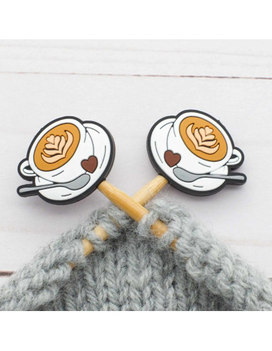 Stitch stoppers for knitting needles - Coffee mug