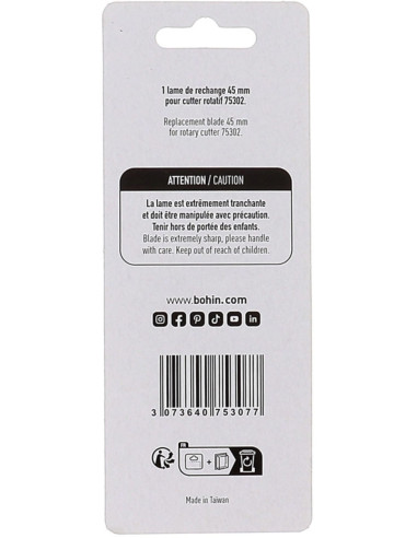 1 replacement blade for Bohin rotary cutter - 45 mm