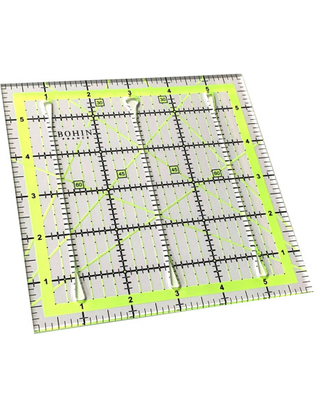 Bohin patchwork ruler with cutting slots 6 x 6 inch