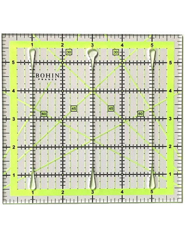 Bohin patchwork ruler with cutting slots 6 x 6 inch