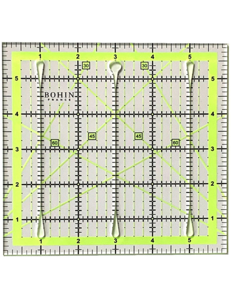 Bohin patchwork ruler with cutting slots 6 x 6 inch