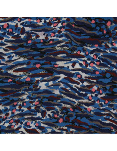 Fancy viscose fabric - Bengal blue and coral 2