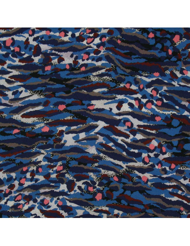 Fancy viscose fabric - Bengal blue and coral