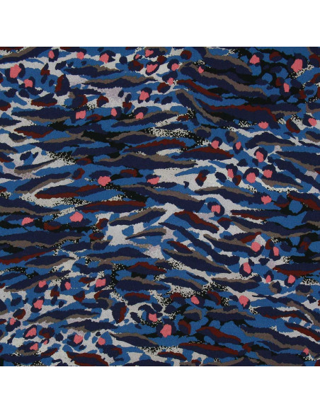 Fancy viscose fabric - Bengal blue and coral