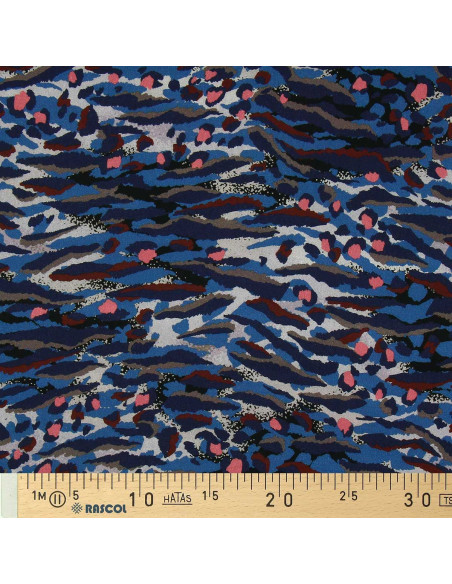 Fancy viscose fabric - Bengal blue and coral