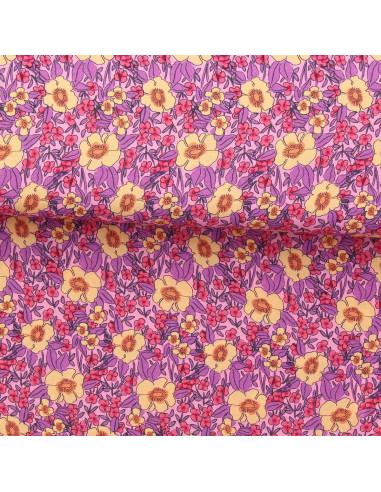 Fancy viscose fabric - Julissa violet and orange