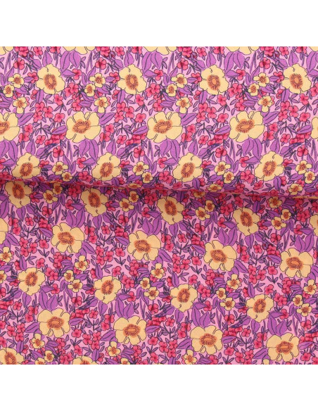 Fancy viscose fabric - Julissa violet and orange