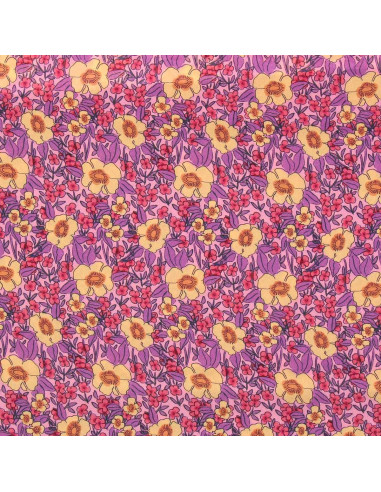 Fancy viscose fabric - Julissa violet and orange