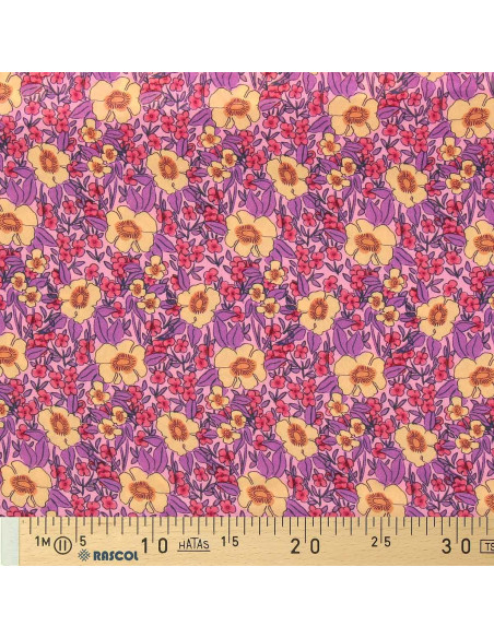 Fancy viscose fabric - Julissa violet and orange