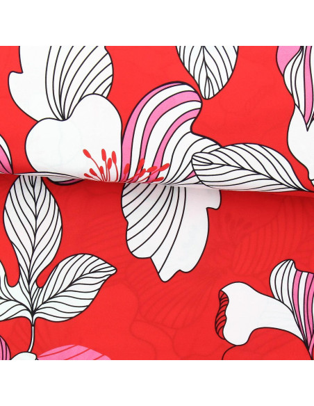 Fancy viscose fabric - Nellie red and pink