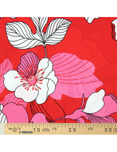 Fancy viscose fabric - Nellie red and pink