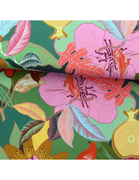 Fancy viscose fabric - Xodius green and pink