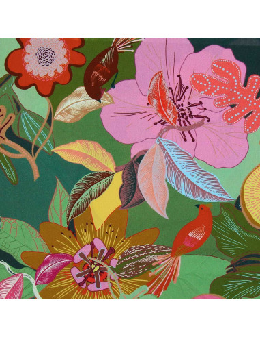Fancy viscose fabric - Xodius green and pink