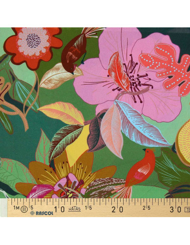 Fancy viscose fabric - Xodius green and pink