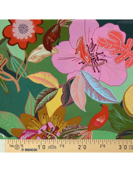 Fancy viscose fabric - Xodius green and pink