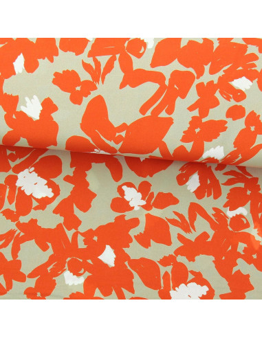 Fancy viscose fabric - Beige and orange Boti